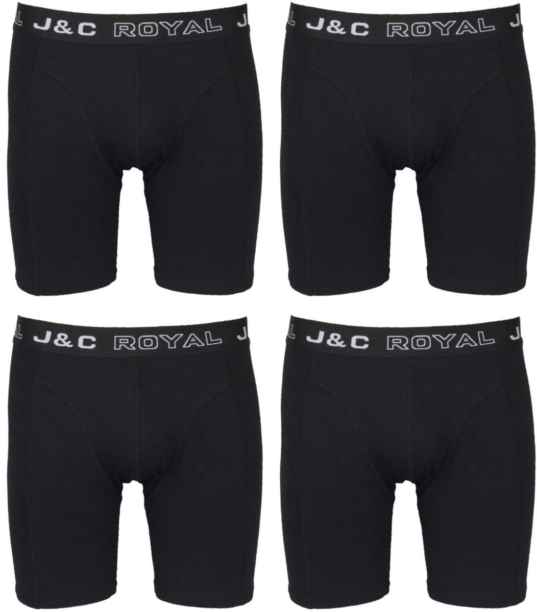 J&C Underwear Heren Boxershorts 4-pack - Lange Pijp - Zwart - Modal
