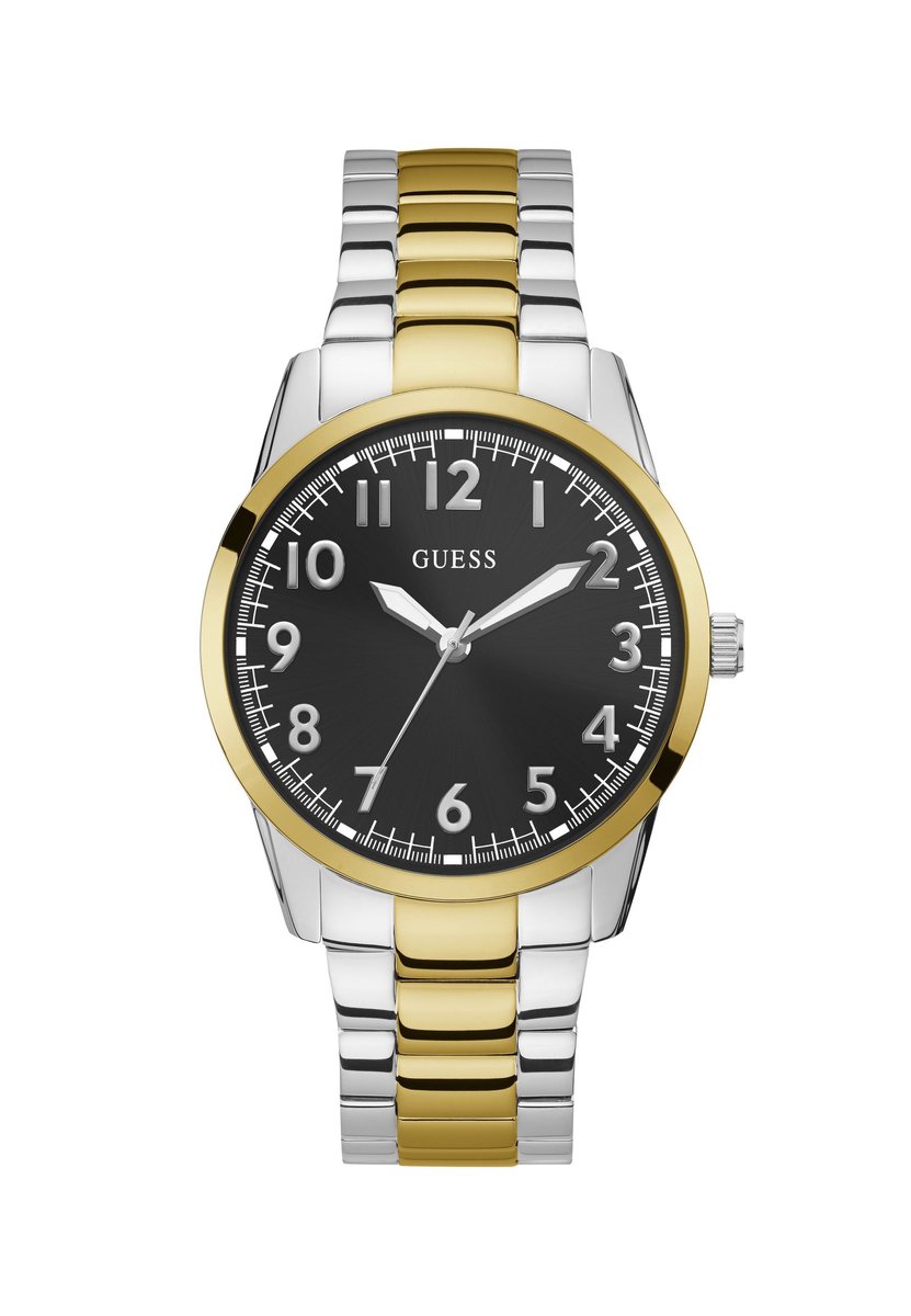Guess Perry Quartz Analoog Horloge Zilverkleurig En Goudkleurig Kast Gemaakt Van 100% Roestvrij Staal En Een Armband Van 100% Roestvrij Staal 42 U1323G2M
