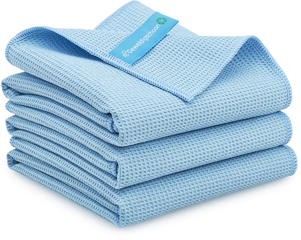 Geweldigschoon Droogdoeken - 45x60cm - 3 stuks - Microvezeldoeken - Maat M - Blauw
