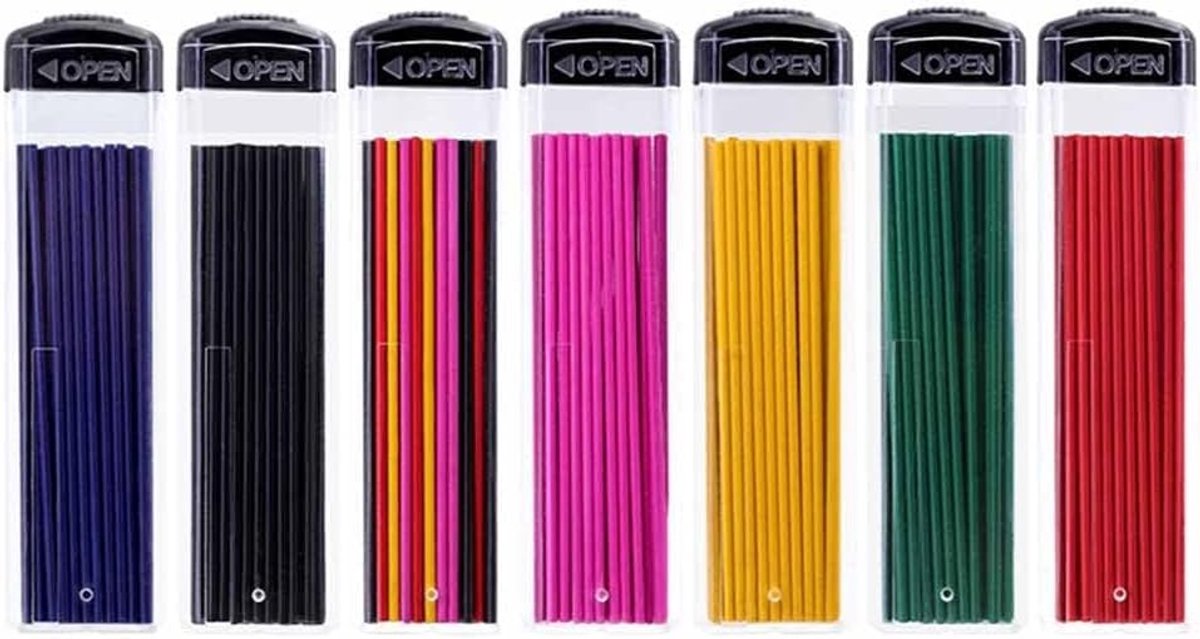 Gekleurde Mechanische Potlood Loden - Zwart, Blauw, Rood, Geel, Roze, Groen - 1,3 mm - Voor Kunst, Schrijven en Markeren
