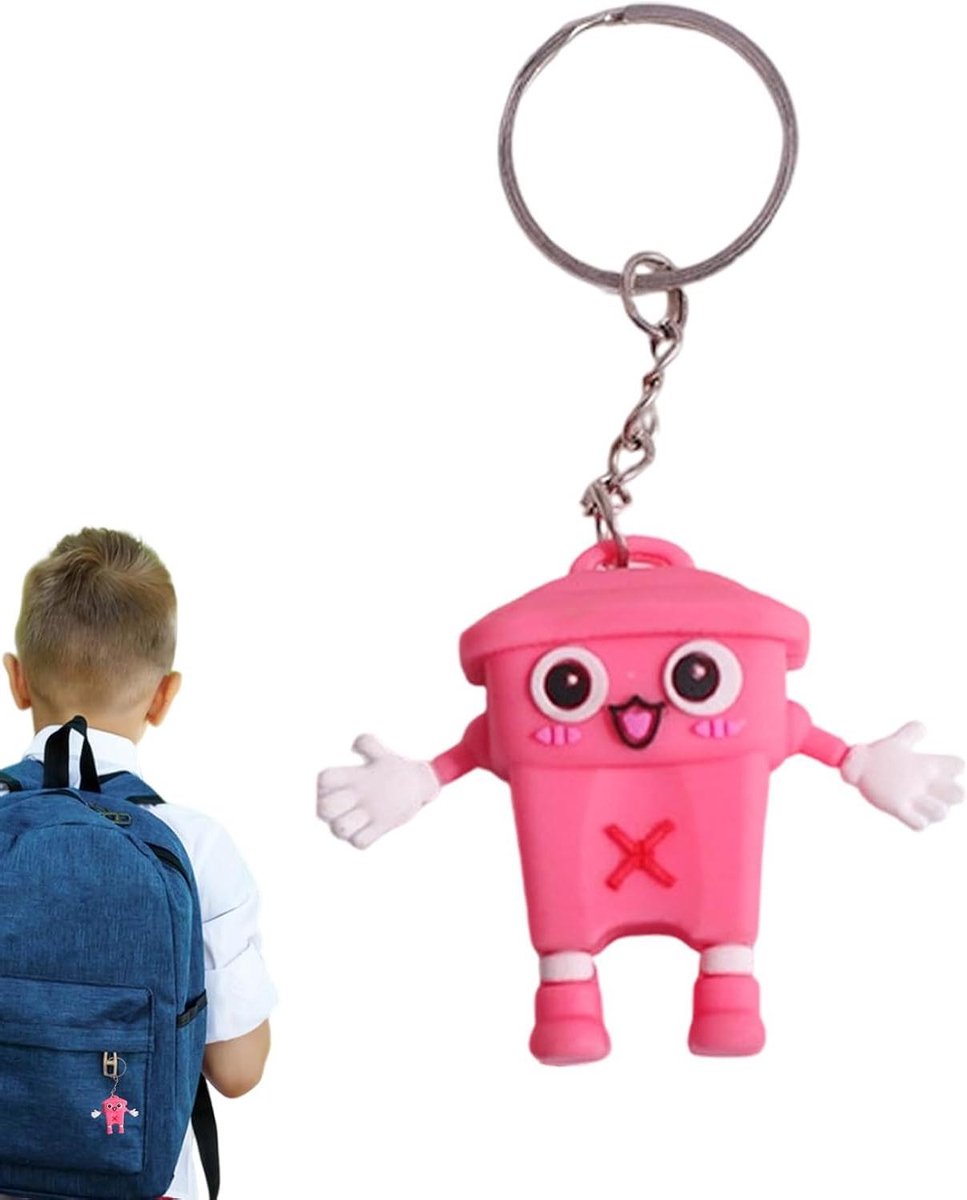 Vuilnisbak Sleutelhanger - Cartoon Bedel - Tassen Decoratie - Uniek PVC Design - 18 GB - Multicolor