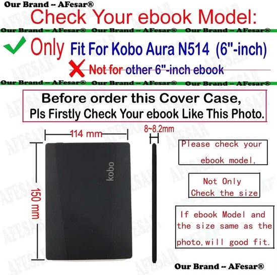 E-reader Hoes - Beschermhoes Intelligent - Lezen Onderweg - Automatische Slaap Wake - 6 Inch - Zwart — afbeelding 2