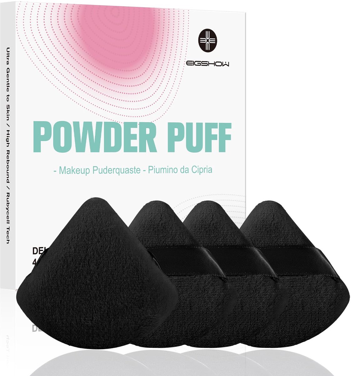 EIGSHOW Driehoek Poeder Puff Set, Zachte Velours Make-up Spons 4 Stuks - ShopVlot