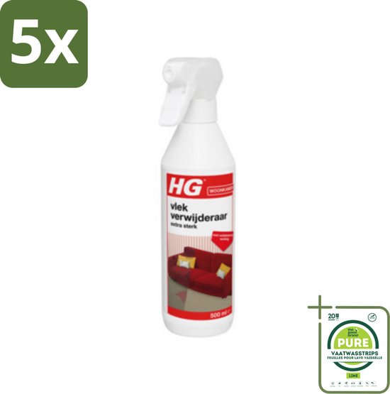 5 x HG Vlekverwijderaar Extra Sterk 500 ml - Grootverpakking - Vlekkenverwijderaar - Hardnekkige Vlekken - Tapijt Schoonmaken - Meubelstof Schoonmaken - Autobekleding Schoonmaken