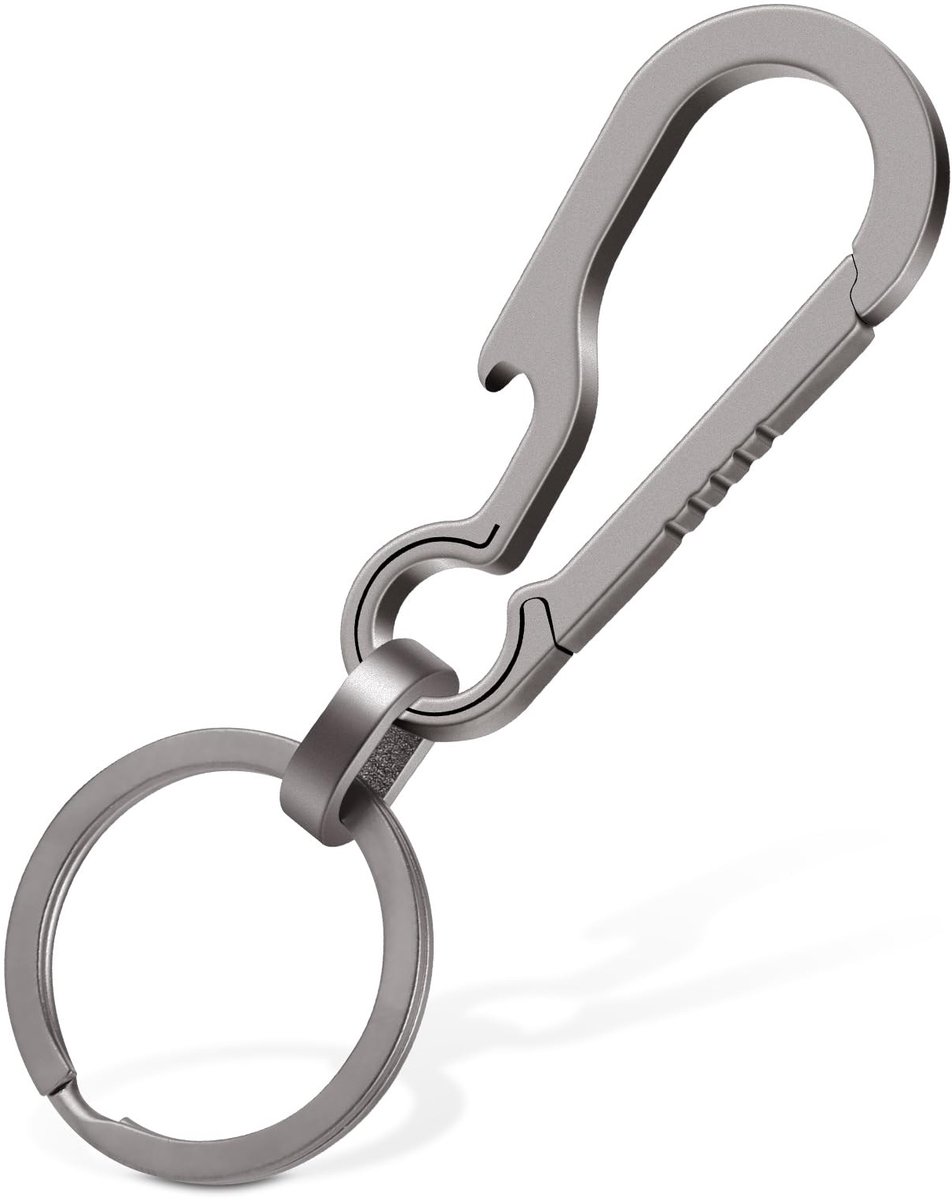 Elzusha - Titanium Sleutelhanger Carabiner met Flesopener