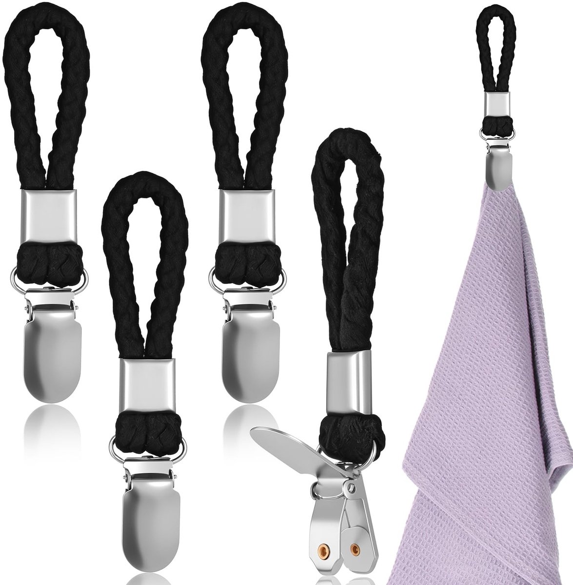 Elzusha - Set van 4 Zwarte Handdoekclips voor Thuisgebruik