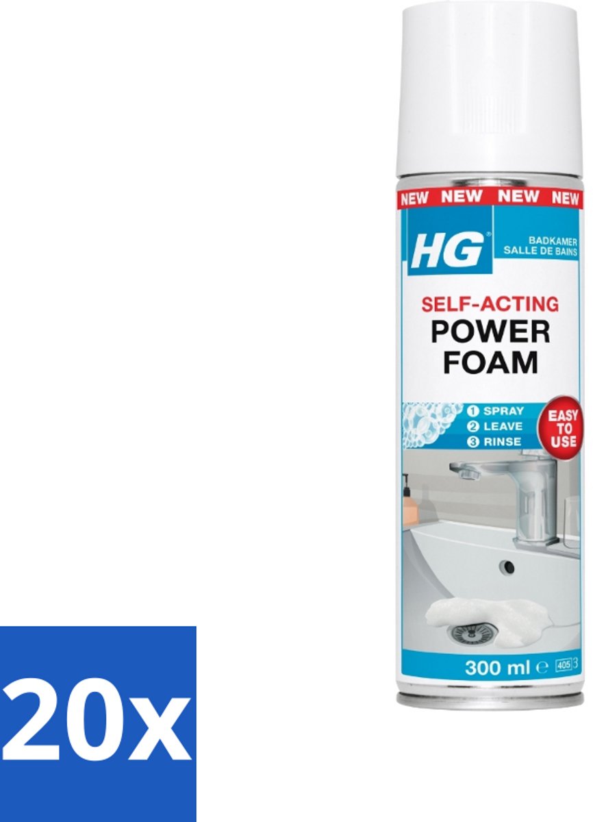 20 x HG - Badkamer - Badkamerreiniger - Power Foam Badkamer - Zelf-Activerend - 300 ml - Badkamerreiniger - Schuimreiniger - Badkamer Reinigen - Kalkaanslag Verwijderen - Zeepresten Verwijderen