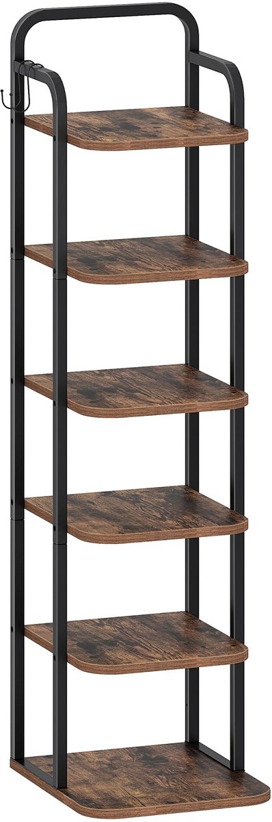 MokoHub Verticaal schoenenrek - Stapelbaar schoenenrek - Schoenenorganizer - 6-laags - 30×26,4×101,1 cm - Bruin