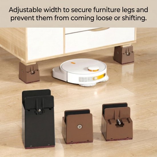 Verstelbare meubelpootverhogers voor bed, tafel en stoel - 10 cm hoog, 4 stuks, tot 5000 lb ondersteuning — afbeelding 3