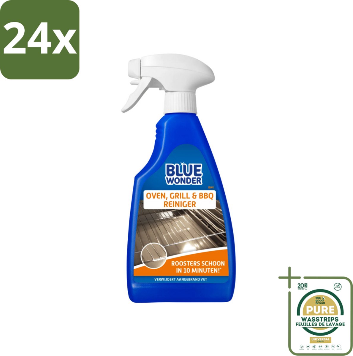 Blue Wonder Oven & Grillreiniger 500 ml - Voordeelverpakking - 24 stuks - Vetverwijderaar - Schoonmaakmiddel