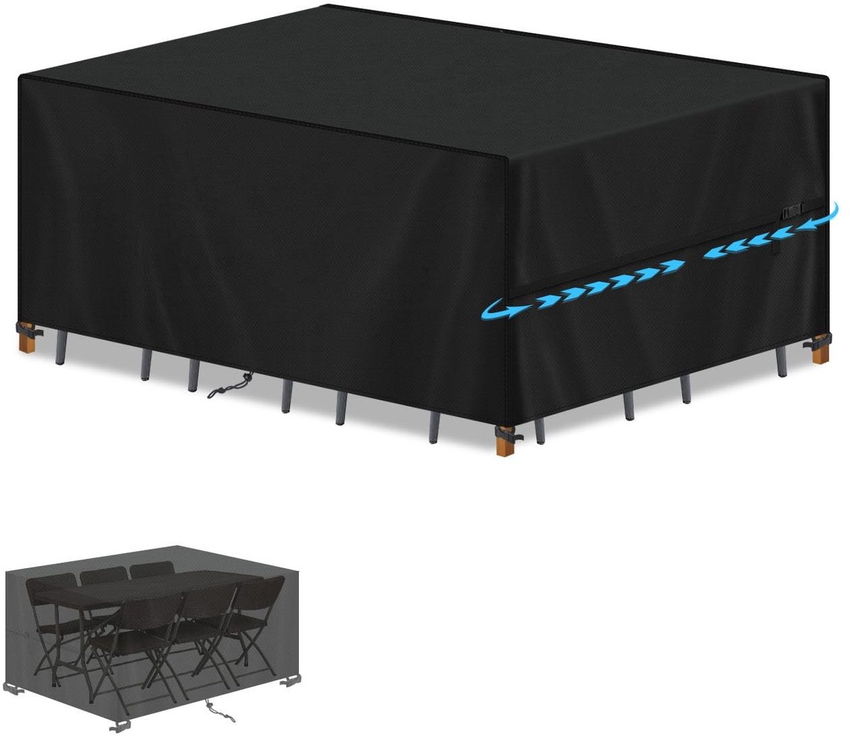 Elzusha - Waterdichte Tafelcover voor Tuinmeubelen 150 x 90 x 90 cm