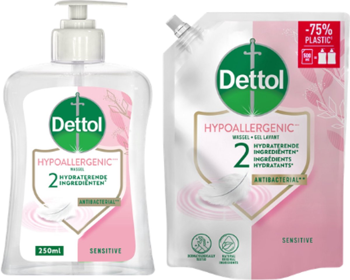 Dettol - Refill Sensitive 500ML - Sensitive 250ML - Voordeelverpakking