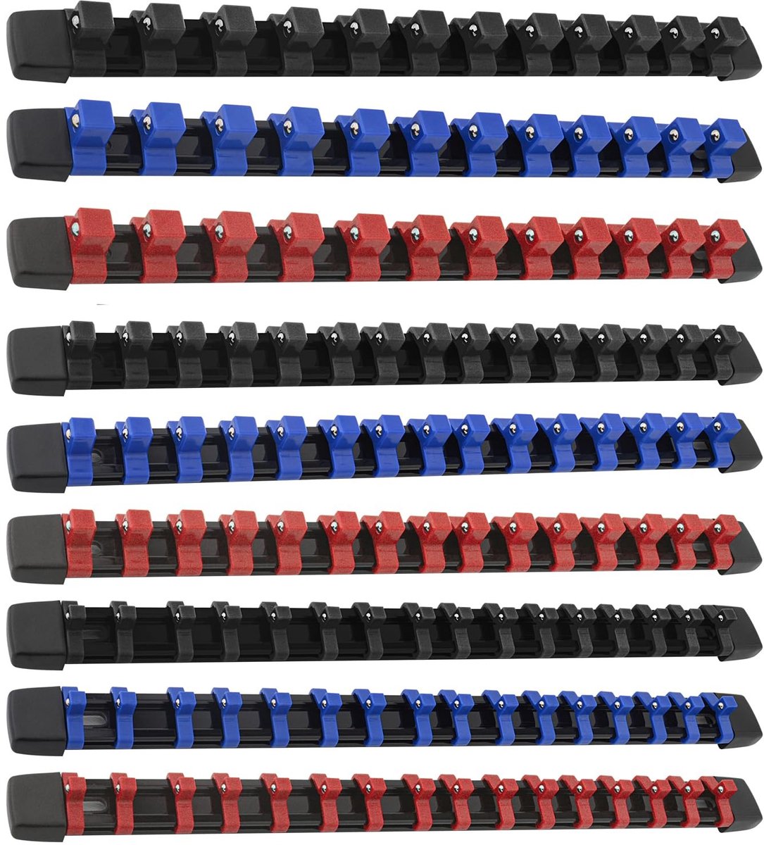 Elzusha - Socket Houder Set - 9 Stuks met 129 Klemmen voor Socket Wrench