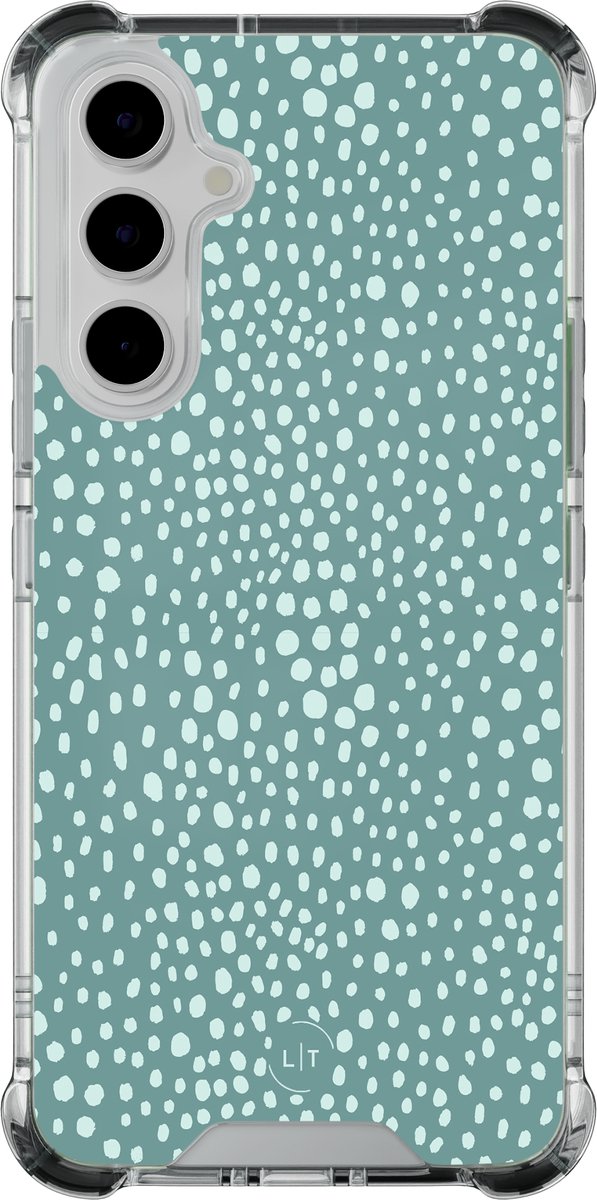 Shockproof hoesje - Geschikt voor Samsung Galaxy A55 - Blue dots - Extra sterke case - TPU/polycarbonaat - - Multi, Transparant