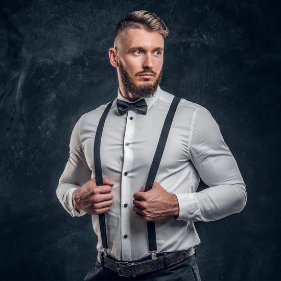 Verstelbare Elastische Steunbanden voor Mannen tot 1,95 m Hoog met 4 Metalen Clips en 5 cm Breedte in Grijs — afbeelding 4