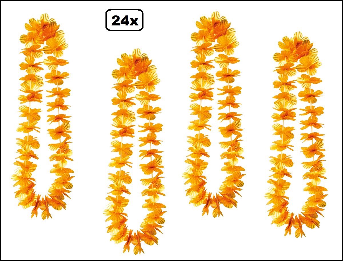 24 stuks Hawai slinger oranje - bloemenkrans - Holland WK Voetbal thema feest hawaii krans Nedrland