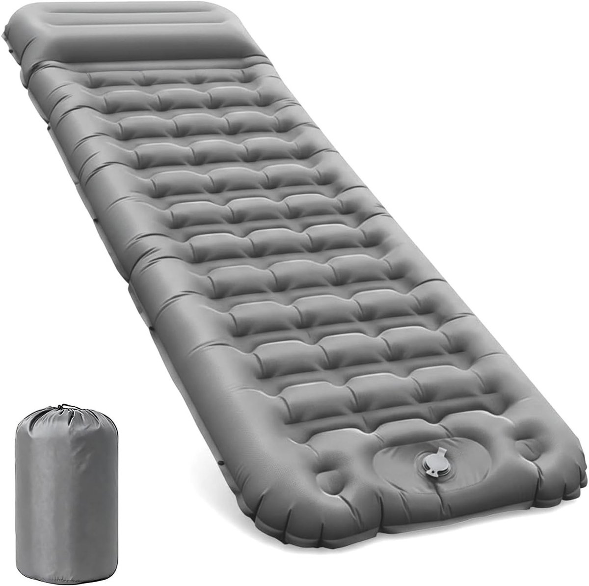Opblaasbare slaapmat voor camping en wandelen, met voetpomp en hoofdkussen, 12 cm dik, ultralicht en compact, perfect voor reizen en outdoor avonturen