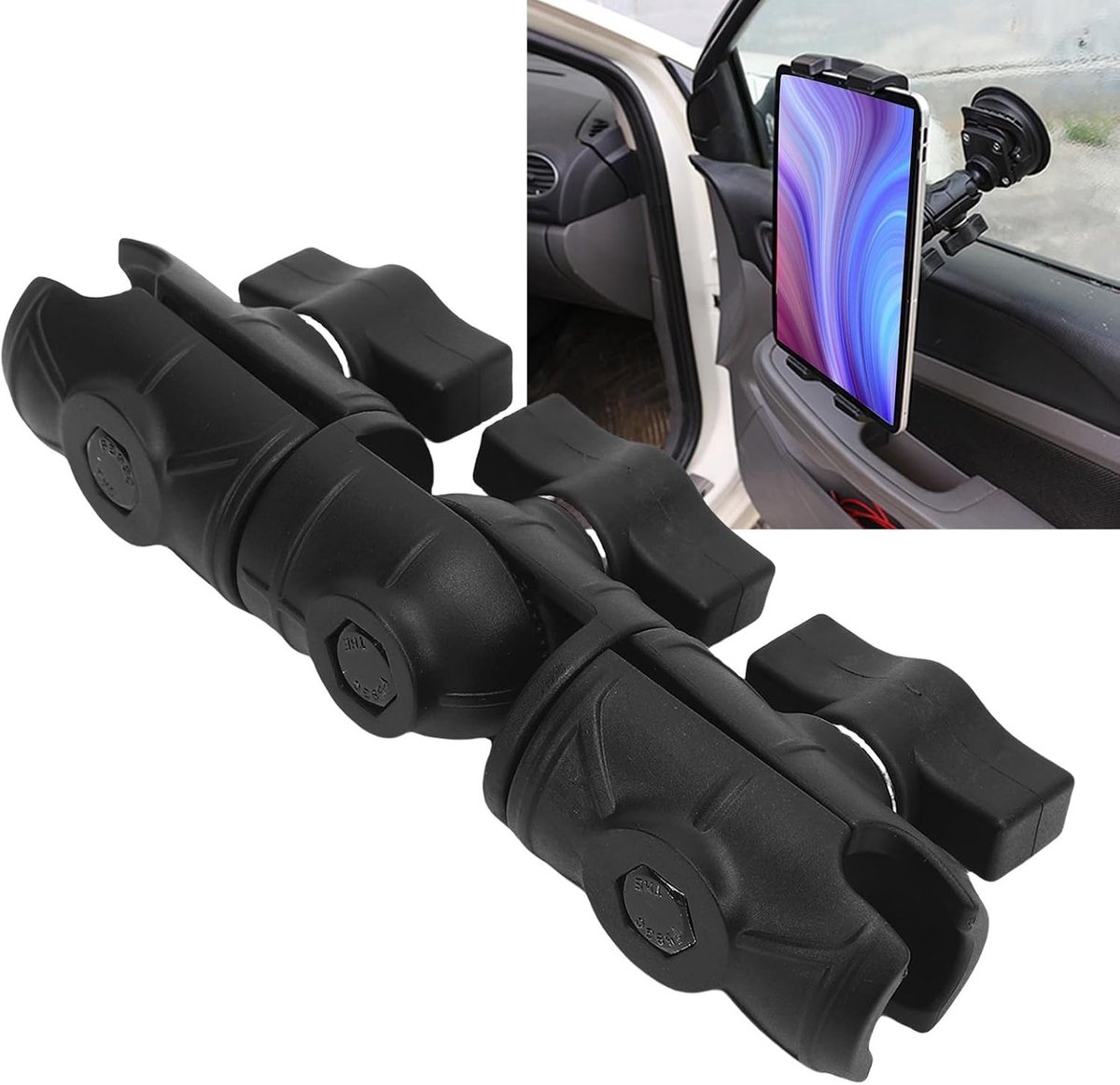 Dubbele draaibare arm met hoge duurzaamheid en ratelmechanisme voor 1 inch ball adapters, ideaal voor Arkon en andere accessoires