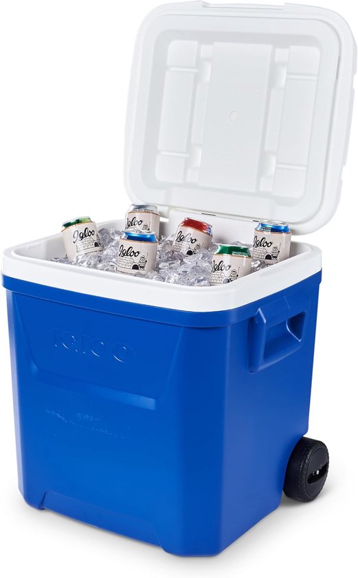 Passieve Koelbox - Geïsoleerde Box - Buitenactiviteiten - Trekstang & Wielen - 56 Liter - Blauw — afbeelding 5