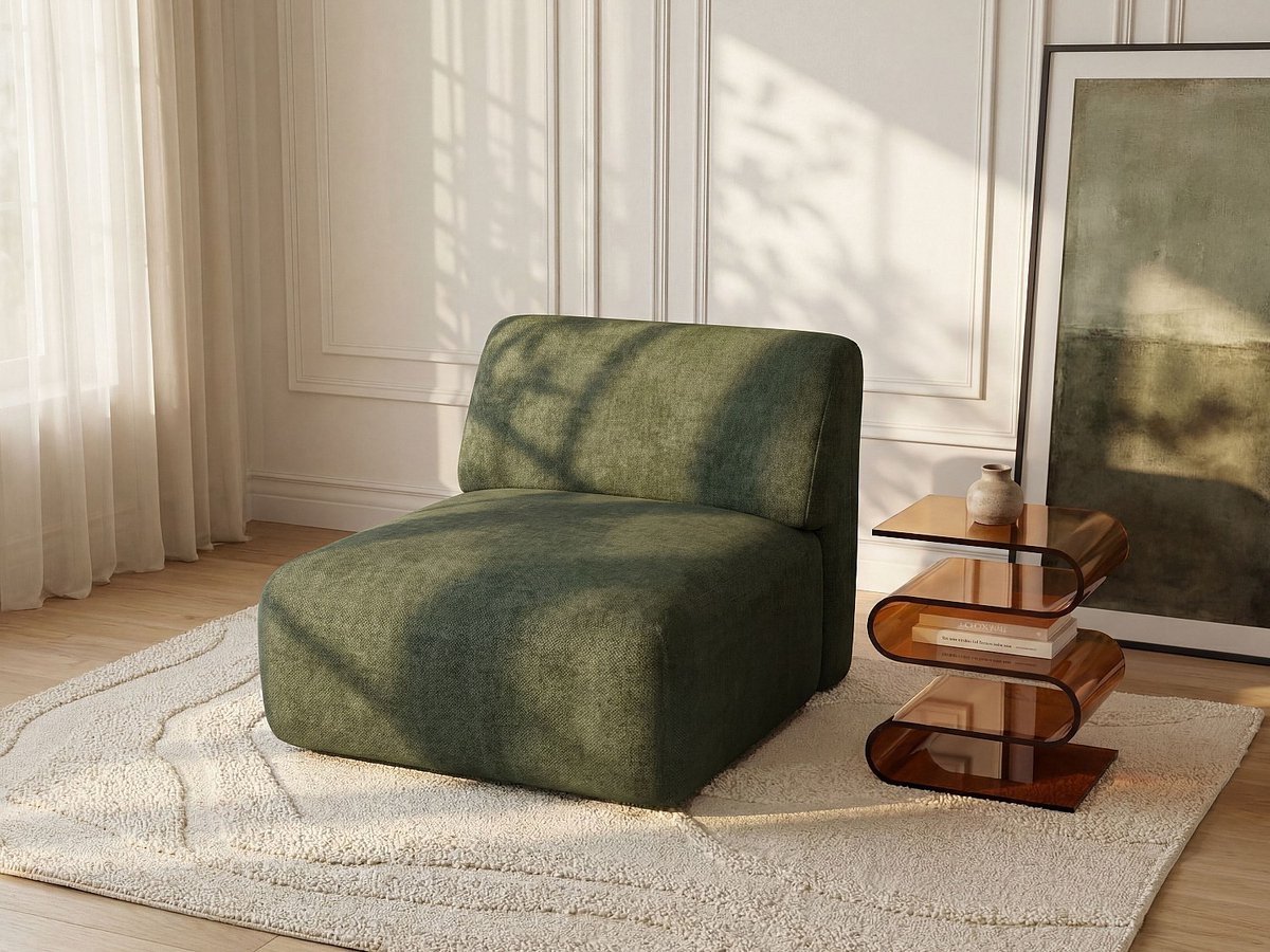 Vente-unique Fauteuilmodule in groene stof van Maison Céphy POGNI