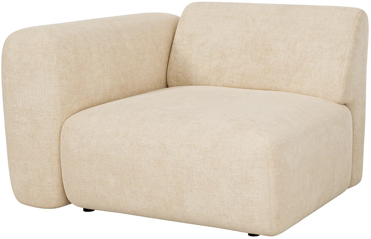 Vente-unique Hoekmodule fauteuil links - Stof - Beige - Maison Céphy POGNI