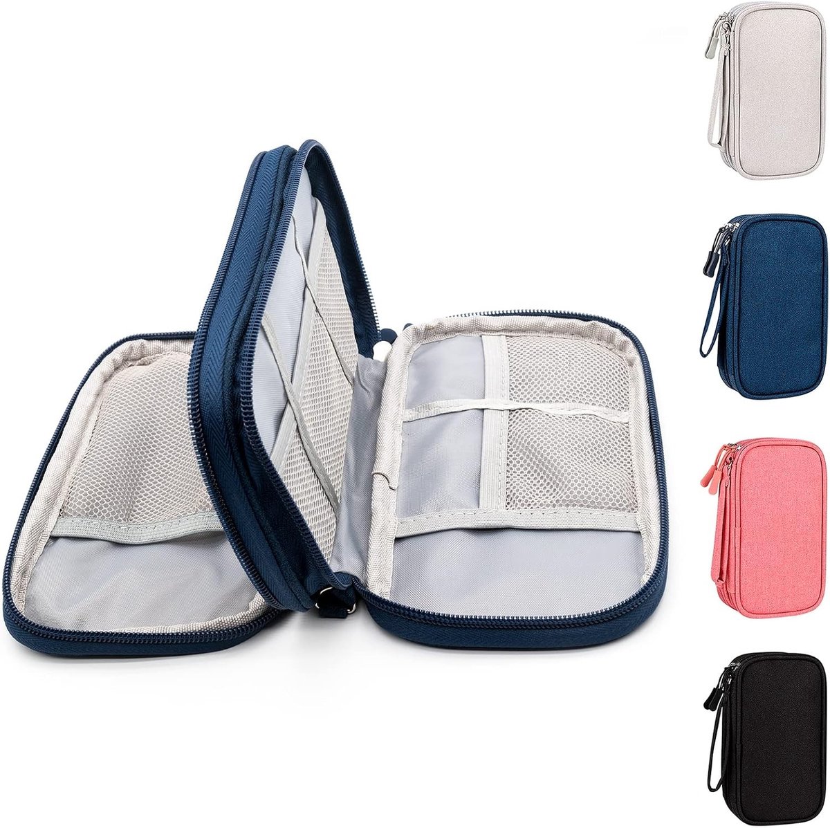 Waterdichte Kabel Organizer Tas voor Elektronica - Dubbele Laag, Compacte Oplossing voor Kabels en Harde Schijven, Accessoires Organizer voor Thuis en Reizen