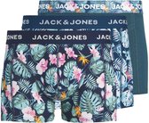 Jack & Jones Heren Boxershorts Trunks JACBUSTER 3-Pack Blauw/Groen Gebloemd - Maat XL