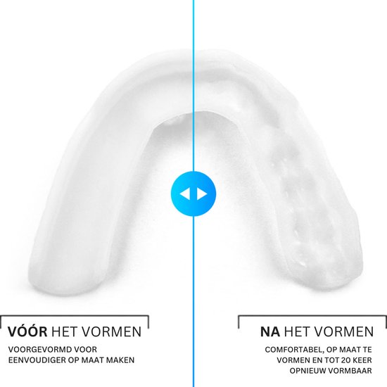 Wit nachtbitje, voor en na het vormen, toont hoe het aanpast aan de tanden.