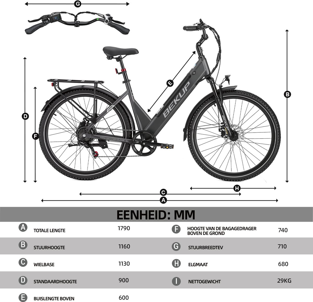 Elektrische Stadsfiets 28 inch -Comfort Lage Instap-75 km Actieradius-250W Motor-Shimano 7 Versnellingen-Verende Voorvork-Verende Zadelpen-LCD Display - rvork-Verende Zadelpen-LCD Display – foto 6