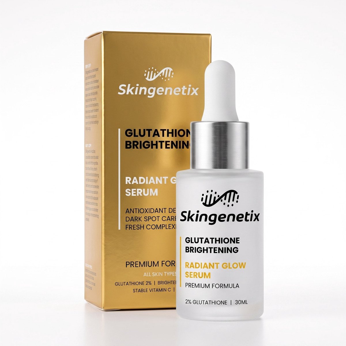 Skingenetix Glutathione Serum 2% - Gezichtsserum voor een Egale Huid met Vitamine C en Hyaluronzuur - 30 ml