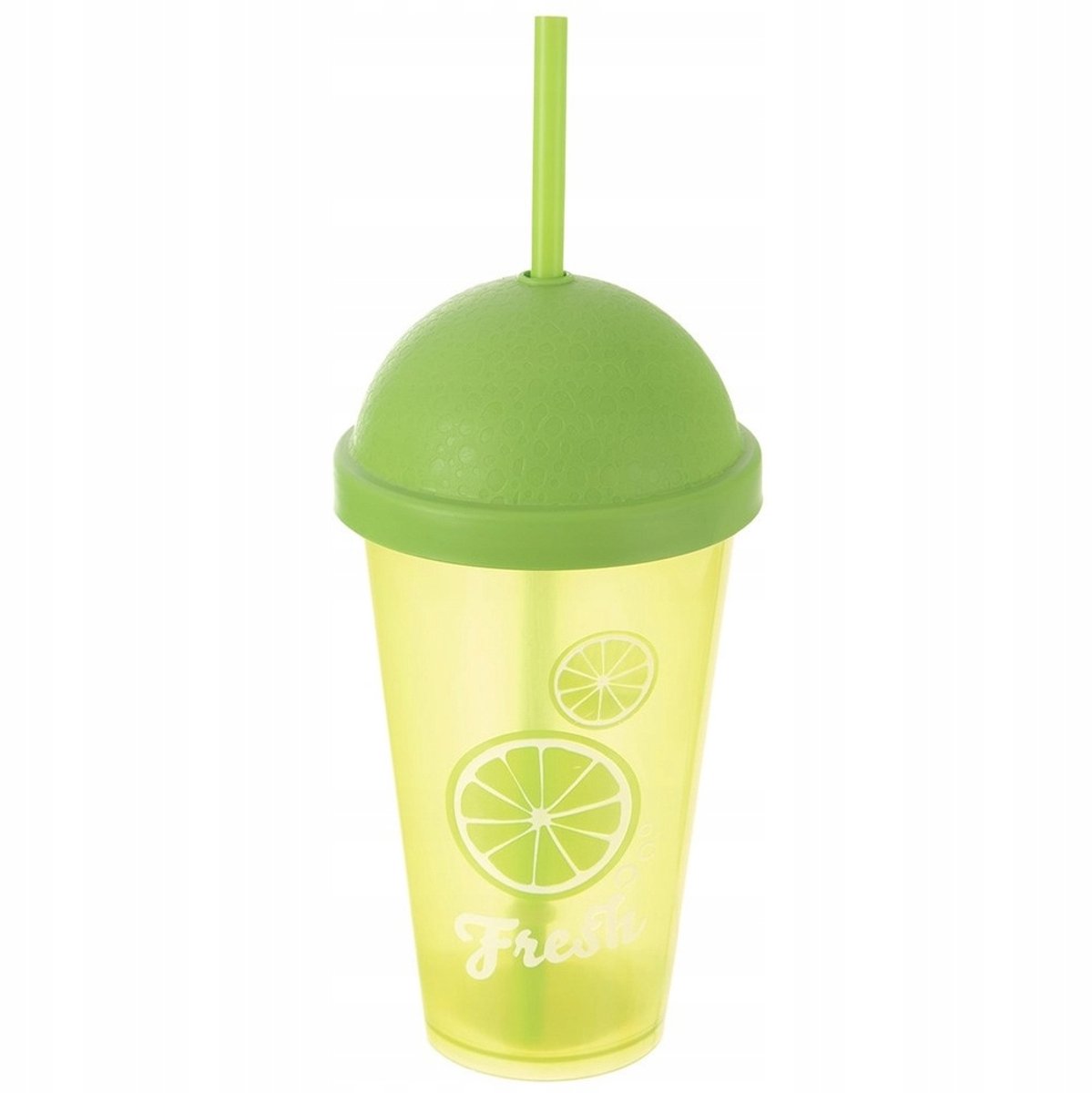 Groene Plastic Beker met Deksel en Rietje - 450 ml