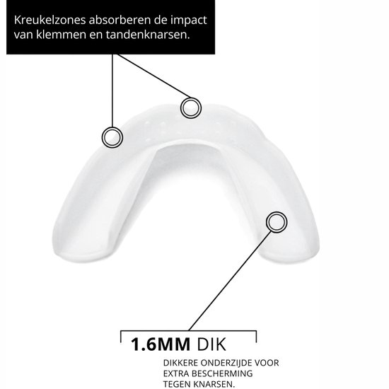Witte, flexibele nachtbitje met dikkere zones voor impactabsorptie.