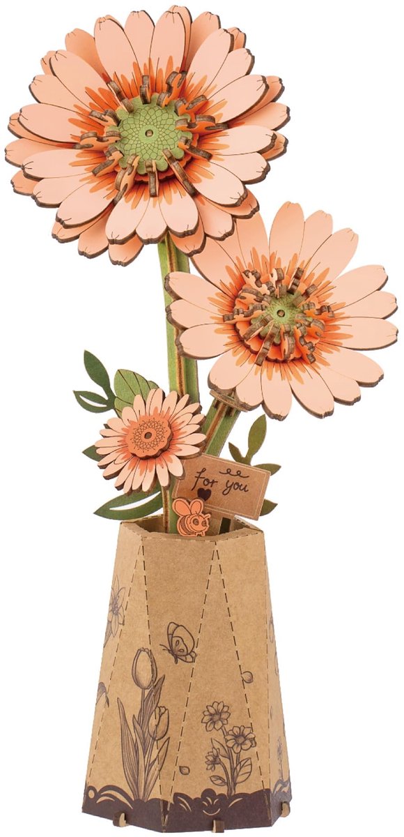 Casalora Gerbera Daisy - Houten Bouwset - Oranje