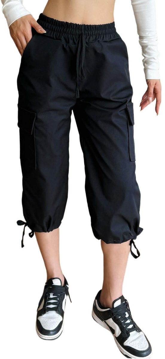 Elzusha - Zomer Cropped Broek met Elastische Taille en 6 Zakjes