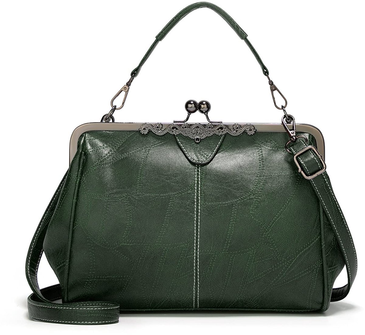Elzusha - Retro Handtas met Top Handvat en Kussenslot, Groen