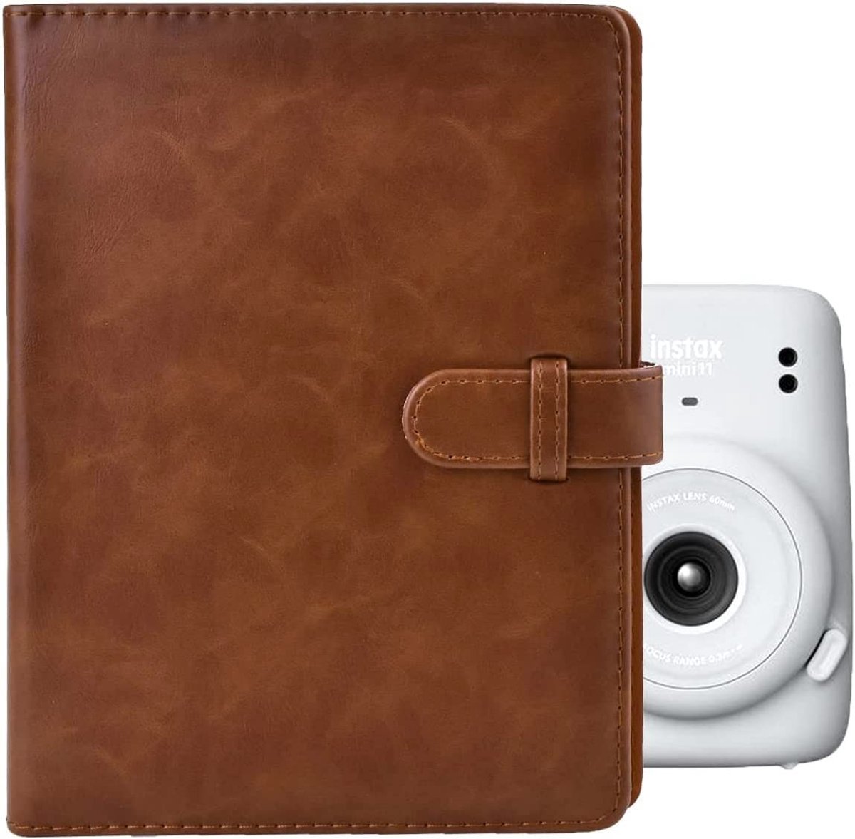 Elzusha - Fotoalbum met 128 Compartimenten voor Instax Mini Camera's Bruin