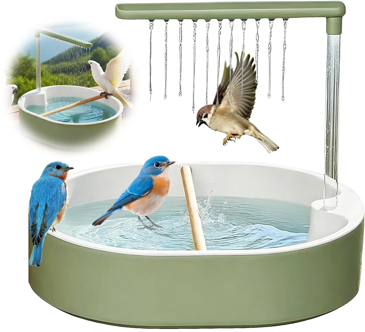 Elzusha - Automatische Vogelbadhuis met 26 Wateruitgangen - Parkietenbad