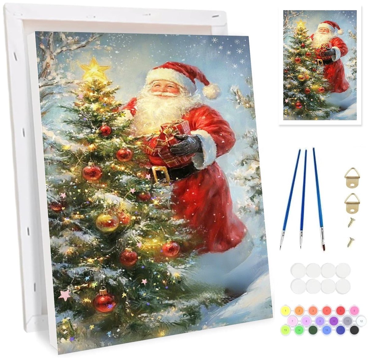 Elzusha - Schilderen op Nummer Kerstboom voor Volwassenen - Inclusief Lijst en Accessoires