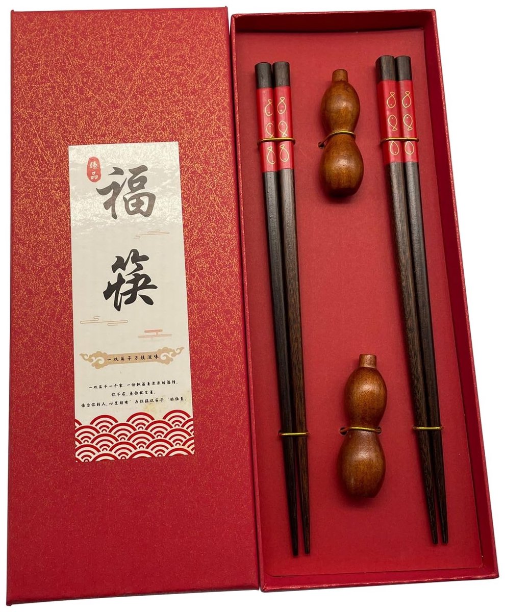 Elzusha - Herbruikbare Houten Chopsticks met Houder in Cadeauset
