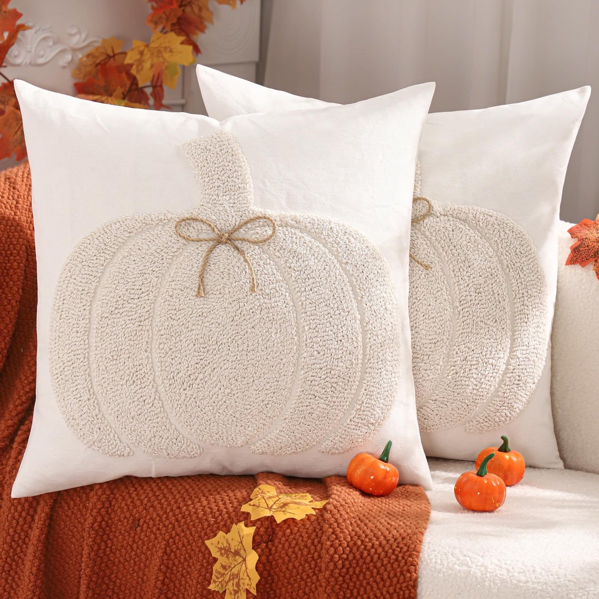 Elzusha - Set van 2 Herfstdecoratie Kussenslopen 50x50 cm