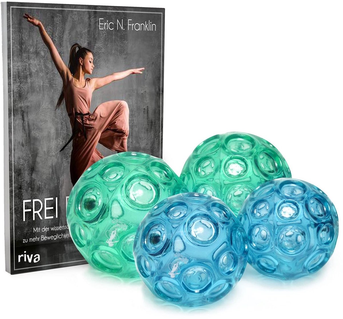 Elzusha - Franklin-Methode Set met Boek en 4 Massag balls - Blauw/Groen