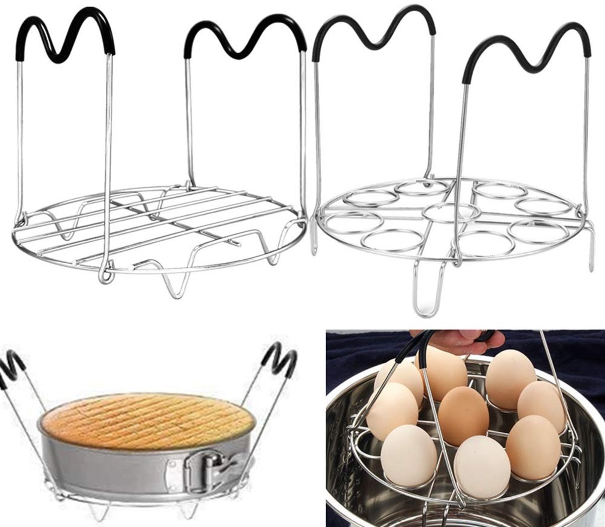 Elzusha - RVS Stoomkoker Rek met 9-Hole Eieren Koker voor Instant Pot en Drukpan