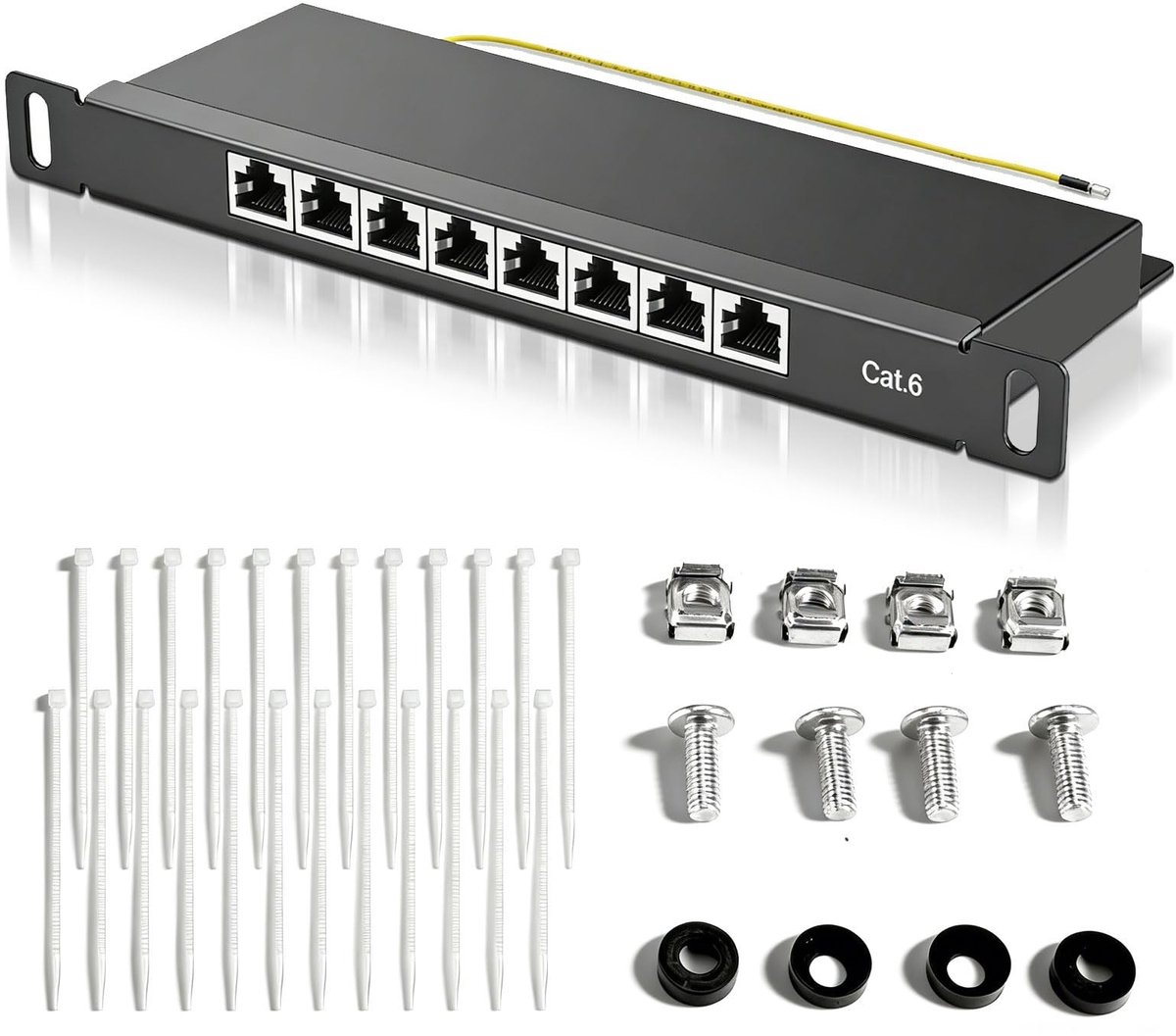 Elzusha - CAT 6 Patch Panel met 8 Shielded RJ45 Poorten