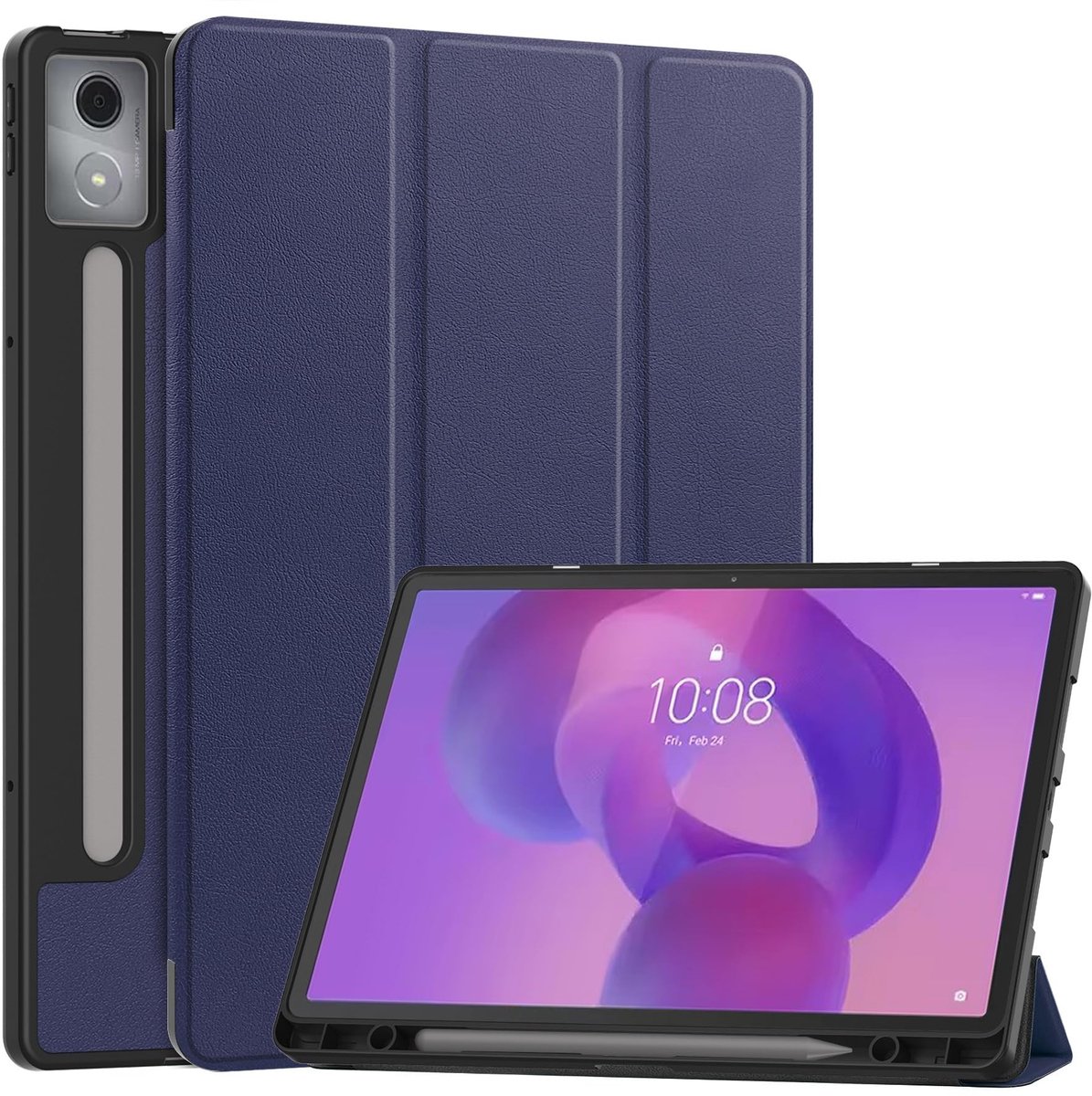 Elzusha - Beschermhoes voor Tablet 12.7 Inch met Penhouder en Standfunctie - Donkerblauw