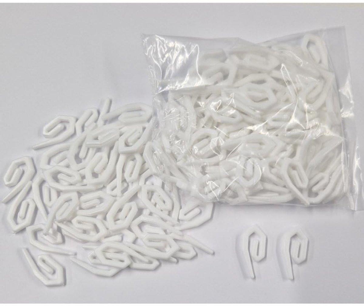 Elzusha - 120 Stuks Witte Plastic Gordijnhaken - Duurzaam en Sterk