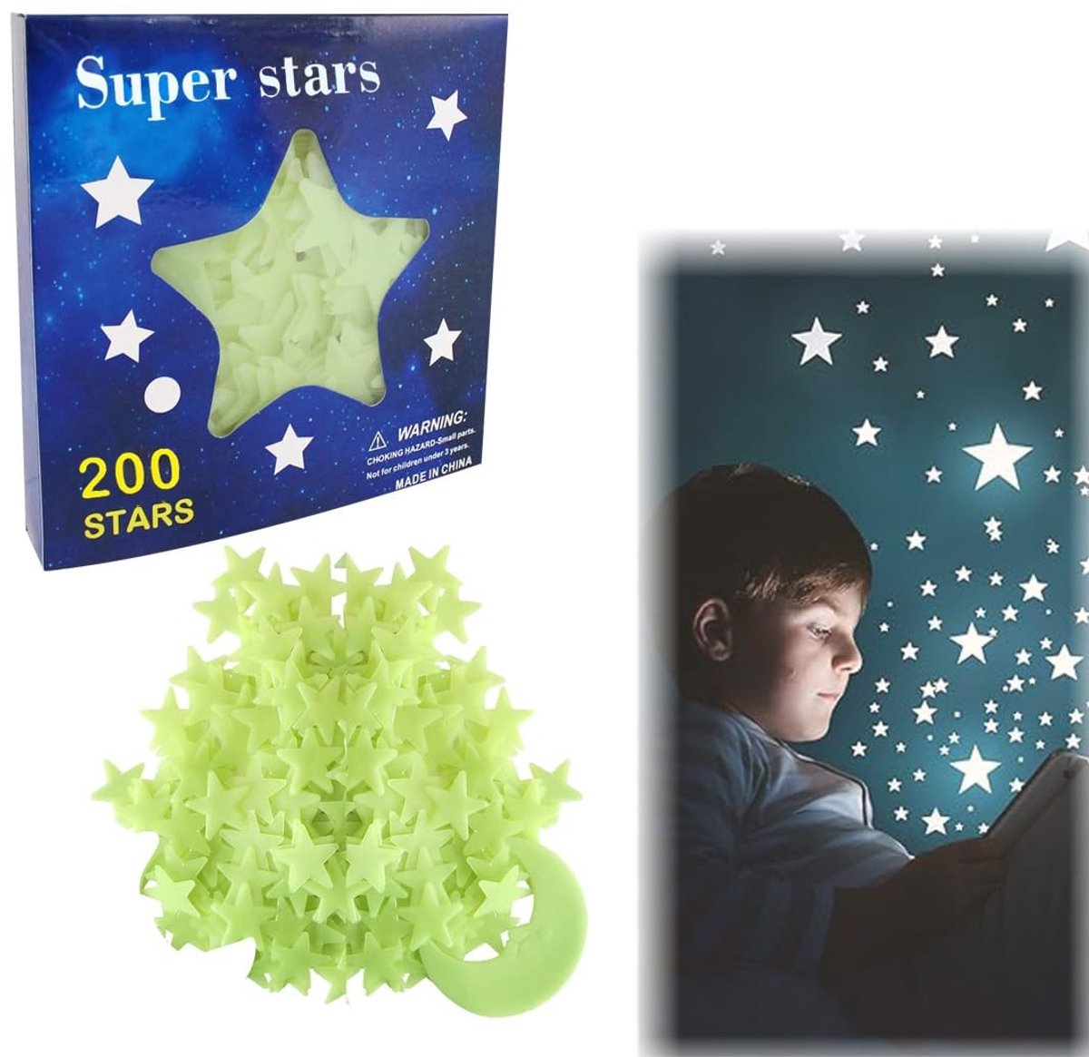 Elzusha - 201 Stuks Luminous Sterren Wandstickers - Decoratie voor Kinderen