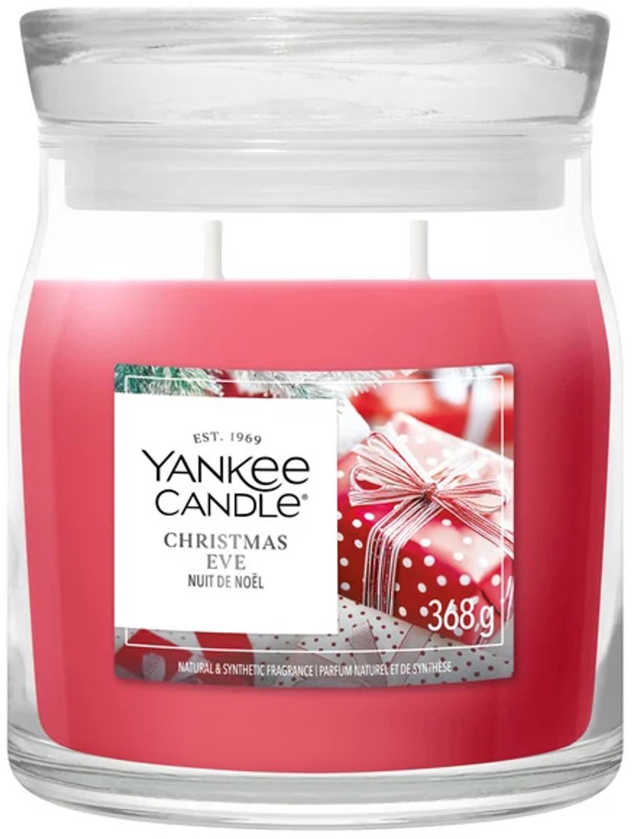 Yankee Candle Christmas Eve Medium Geurkaars - 50 branduren - 2 lonten Rood