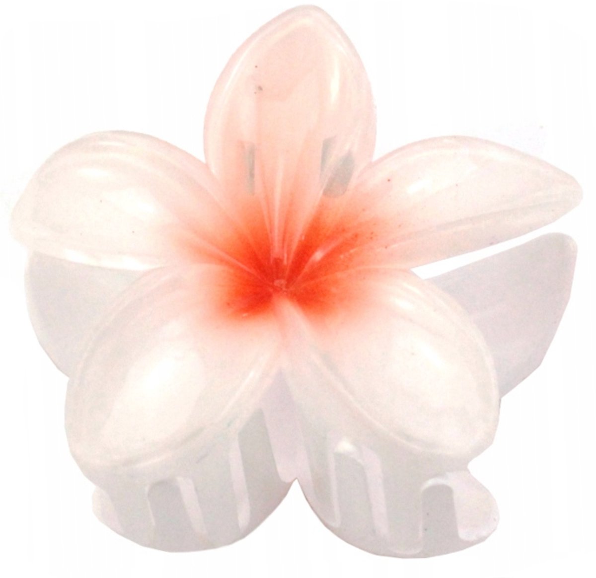 Grote Hawaii Bloem Haarclip 8 cm - Wit Oranje