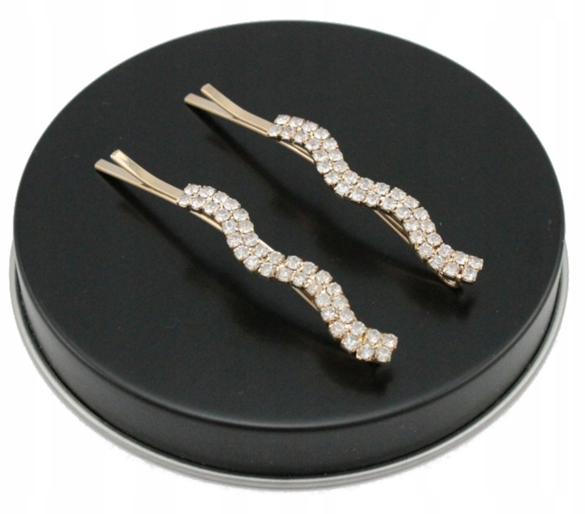 Gouden Haarspelden met Kristallen, 2 Stuks
