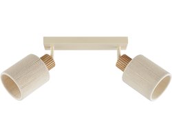 Brilliant Arlo - Plafondlamp - 2-lichts - E27 - Beige/Hout